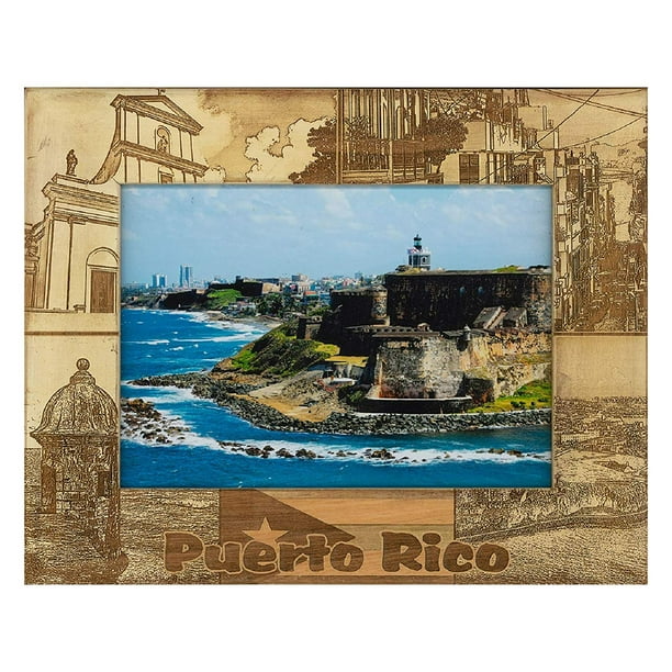 PUERTO RICO FLAG BEACH PALMS TABLE PHOTO FRAME GIFT SOUVENIRS pictures 6x4